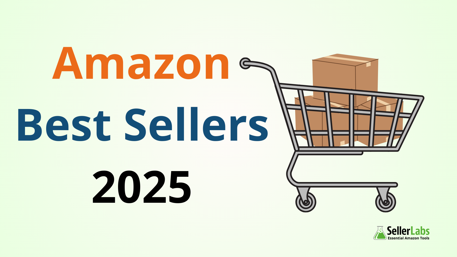 Amazon Best Sellers 2025 with a shopping cart with packages